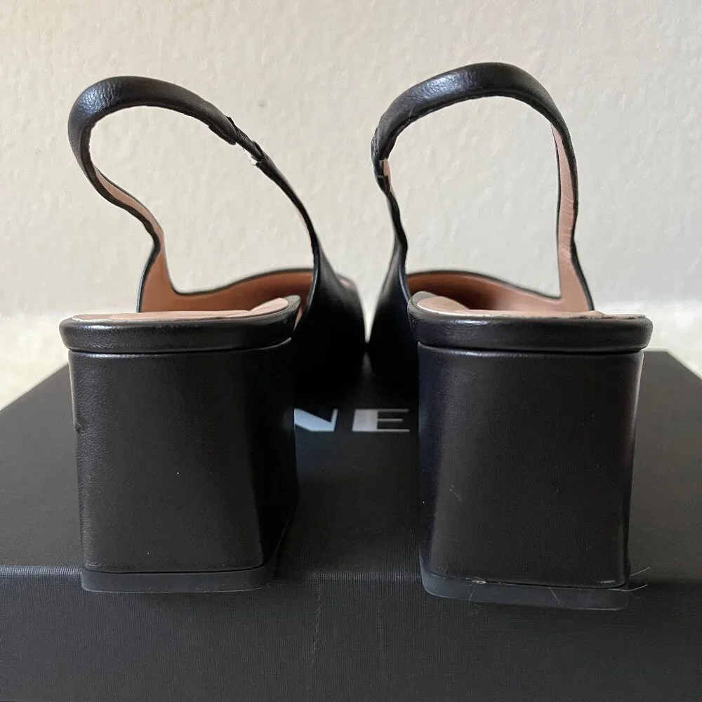 Inez Coco slingback square toe block heel pump in Black Nappa size 10.5 - Picture 5 of 13